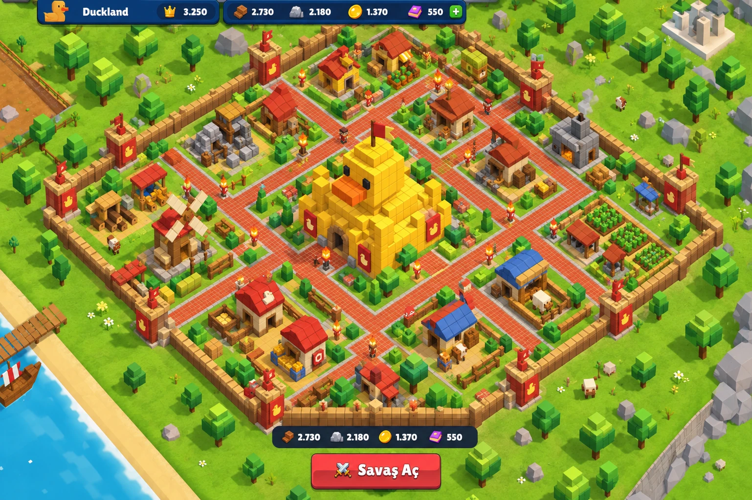 EPIC RUSH: a walled voxel town